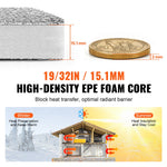 VEVOR Double Reflective Insulation Roll, Foam Core Radiant Barrier, 15.1mm 48 in x 25 ft, Double-Sided Aluminum Foil EPE Foam Heat Reflective Shield, Thermal Insulation Roll for Window RV Roof