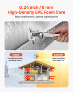 VEVOR Reflective Insulation Roll, 2 Car Garage Door Thermal Insulation Kit, 6mm 5.49 m x 0.61 m, 4 Rolls Aluminum Foil EPE Foam Core Radiant Barrier, White PE Film Heat Shield for Garage Doors