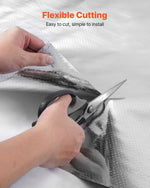 VEVOR Double Reflective Insulation Roll, Perforated Woven Fabric Radiant Barrier, 0.15mm 38.1 m x 1.22 m, Double-Sided Aluminum Foil Heat Reflective Shield, Thermal Insulation Roll for Window RV Roof