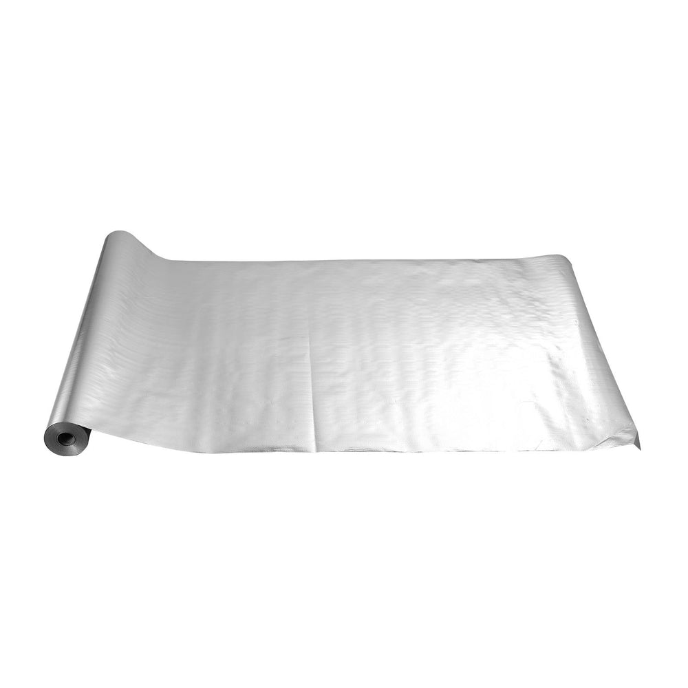VEVOR Double Reflective Insulation Roll, Perforated Woven Fabric Radiant Barrier, 0.15mm 38.1 m x 1.22 m, Double-Sided Aluminum Foil Heat Reflective Shield, Thermal Insulation Roll for Window RV Roof