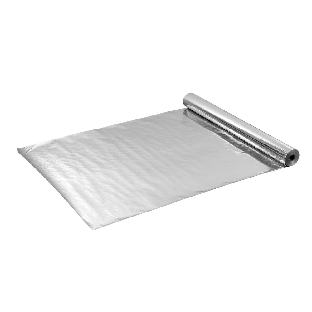 VEVOR Double Reflective Insulation Roll, Perforated Woven Fabric Radiant Barrier, 0.15mm 38.1 m x 1.22 m, Double-Sided Aluminum Foil Heat Reflective Shield, Thermal Insulation Roll for Window RV Roof
