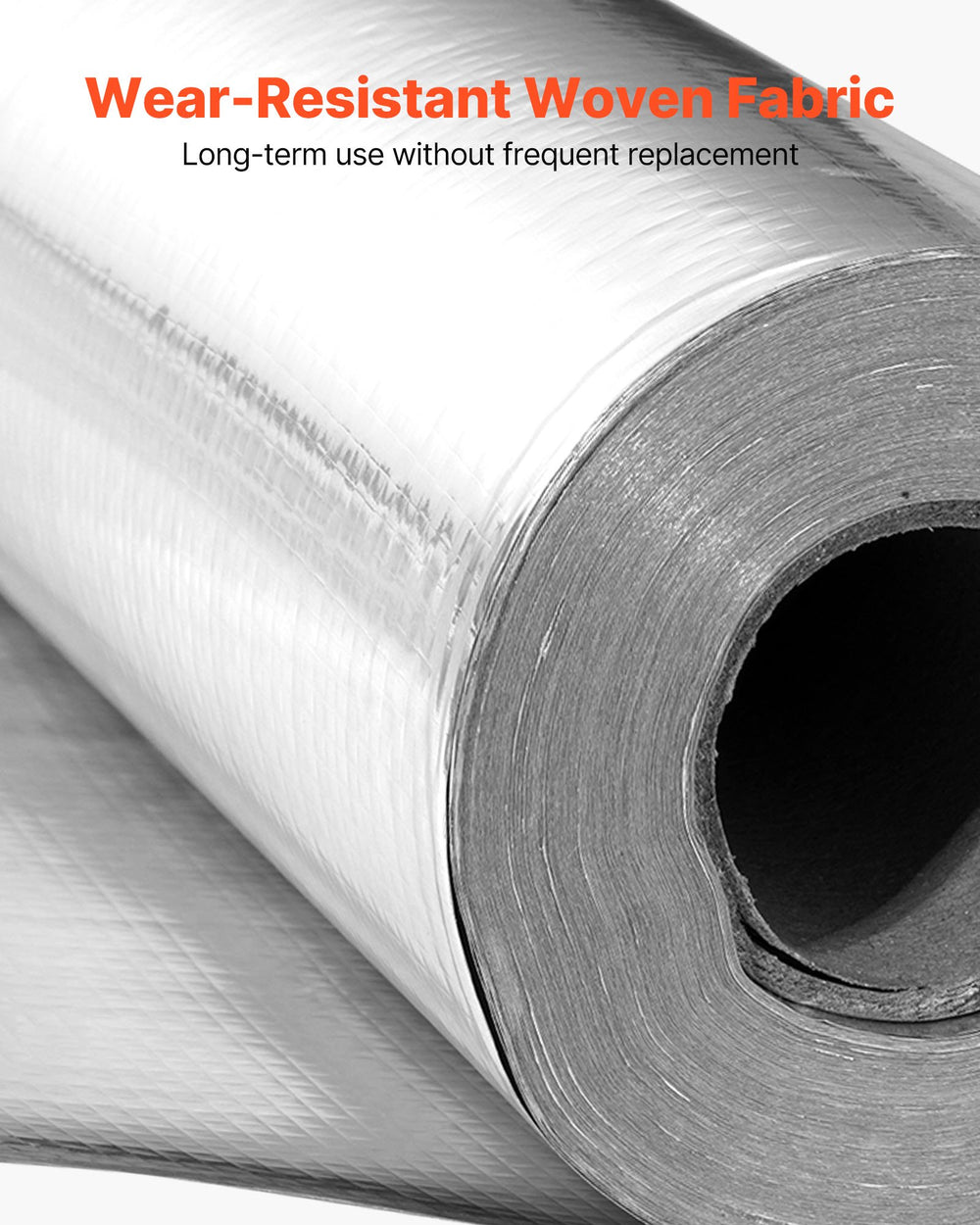 VEVOR Double Reflective Insulation Roll, Non-Perforated Woven Fabric Radiant Barrier, 0.15mm 38.1m x 1.22m, Double-Sided Aluminum Foil Heat Reflective Shield, Thermal Insulation Roll for Window Roof
