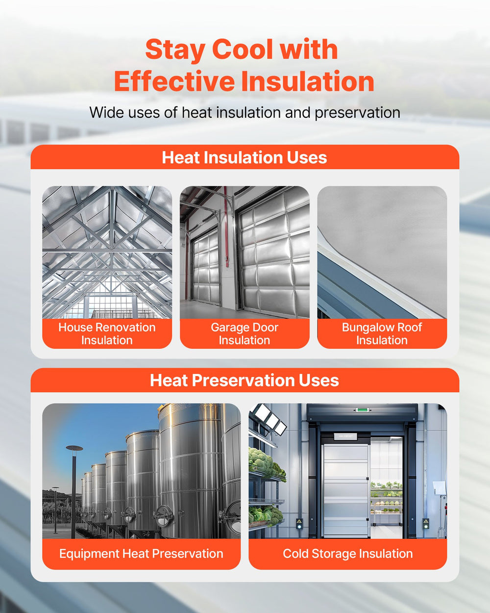 VEVOR Double Reflective Insulation Roll, Non-Perforated Woven Fabric Radiant Barrier, 0.15mm 38.1m x 1.22m, Double-Sided Aluminum Foil Heat Reflective Shield, Thermal Insulation Roll for Window Roof
