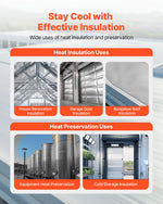 VEVOR Double Reflective Insulation Roll, Non-Perforated Woven Fabric Radiant Barrier, 0.15mm 38.1m x 1.22m, Double-Sided Aluminum Foil Heat Reflective Shield, Thermal Insulation Roll for Window Roof