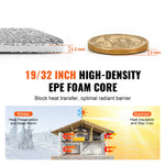 VEVOR Double Reflective Insulation Roll, Foam Core Radiant Barrier, 3.2 mm 48 in x 50 ft, Double-Sided Aluminum Foil EPE Foam Heat Reflective Shield, Thermal Insulation Roll for Window RV Roof