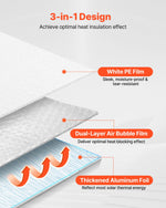 VEVOR Reflective Insulation Roll, Double-Layer Air Bubble Radiant Barrier, 6mm 30.48 m x 1.22 m, Aluminum Foil White PE Film Heat Reflective Shield, Thermal Insulation Roll for Garage Door Window RV Roofs