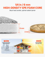 VEVOR Reflective Insulation Roll, Double-Layer Air Bubble Radiant Barrier, 6mm 30.48 m x 1.22 m, Aluminum Foil White PE Film Heat Reflective Shield, Thermal Insulation Roll for Garage Door Window RV Roofs