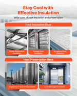 VEVOR Reflective Insulation Roll, Double-Layer Air Bubble Radiant Barrier, 6mm 30.48 m x 1.22 m, Aluminum Foil White PE Film Heat Reflective Shield, Thermal Insulation Roll for Garage Door Window RV Roofs