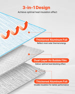 VEVOR Double Reflective Insulation Roll, Double-Sided Aluminum Foil Radiant Barrier, 6mm 30.48 m x 1.22 m, Dual-Layer Air Bubble Heat Reflective Shield, Thermal Insulation Roll for Garage Door Window RV Roofs