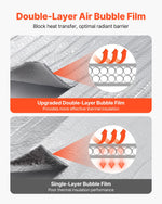 VEVOR Double Reflective Insulation Roll, Double-Sided Aluminum Foil Radiant Barrier, 6mm 30.48 m x 1.22 m, Dual-Layer Air Bubble Heat Reflective Shield, Thermal Insulation Roll for Garage Door Window RV Roofs