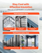 VEVOR Double Reflective Insulation Roll, Double-Sided Aluminum Foil Radiant Barrier, 6mm 30.48 m x 1.22 m, Dual-Layer Air Bubble Heat Reflective Shield, Thermal Insulation Roll for Garage Door Window RV Roofs