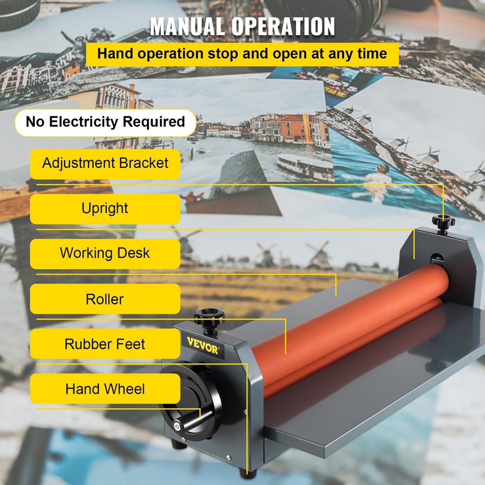 VEVOR 25.5" 650MM Manual Cold Roll Laminator Vinyl Photo Film Mounting Laminating Machine Cold Roll Laminating Machine