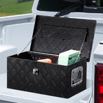 VEVOR Heavy Duty Aluminum Truck Bed Tool Box, Stripes Plated Tool Box with Side Handle and Lock Keys, Storage Toolbox Chest Organizer for Trailer, Pickup, RV, 20"x12"x9.5"(508x304.8x241.3mm), Black