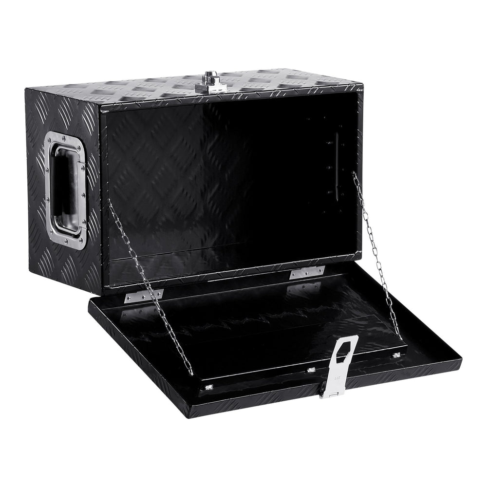 VEVOR Heavy Duty Aluminum Truck Bed Tool Box, Stripes Plated Tool Box with Side Handle and Lock Keys, Storage Toolbox Chest Organizer for Trailer, Pickup, RV, 20"x12"x9.5"(508x304.8x241.3mm), Black