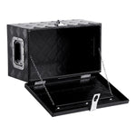 VEVOR Heavy Duty Aluminum Truck Bed Tool Box, Stripes Plated Tool Box with Side Handle and Lock Keys, Storage Toolbox Chest Organizer for Trailer, Pickup, RV, 20"x12"x9.5"(508x304.8x241.3mm), Black