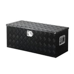 VEVOR Heavy Duty Aluminum Truck Bed Tool Box, Stripes Plated Tool Box with Sliding Shelf, Side Handle, Lock & Keys, Storage Toolbox Chest for Trailer, Pickup, 35.4"x14.6"x14.6"(899x370x370mm), Black