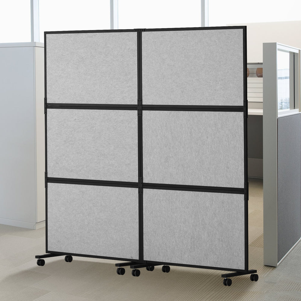 VEVOR Office Divider, 2 Panel Office Partition, Freestanding Office Divider Wall Partition & Privacy Divider Reduce Noise and Room Separation, Light Grey