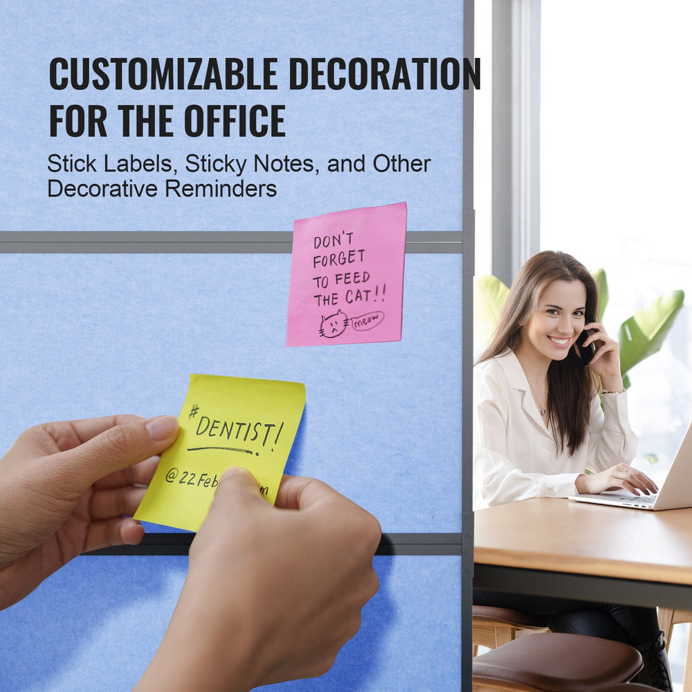 VEVOR Office Divider, 2 Panel Office Partition, Freestanding Office Divider Wall Partition & Privacy Divider Reduce Noise and Room Separation, Light Blue
