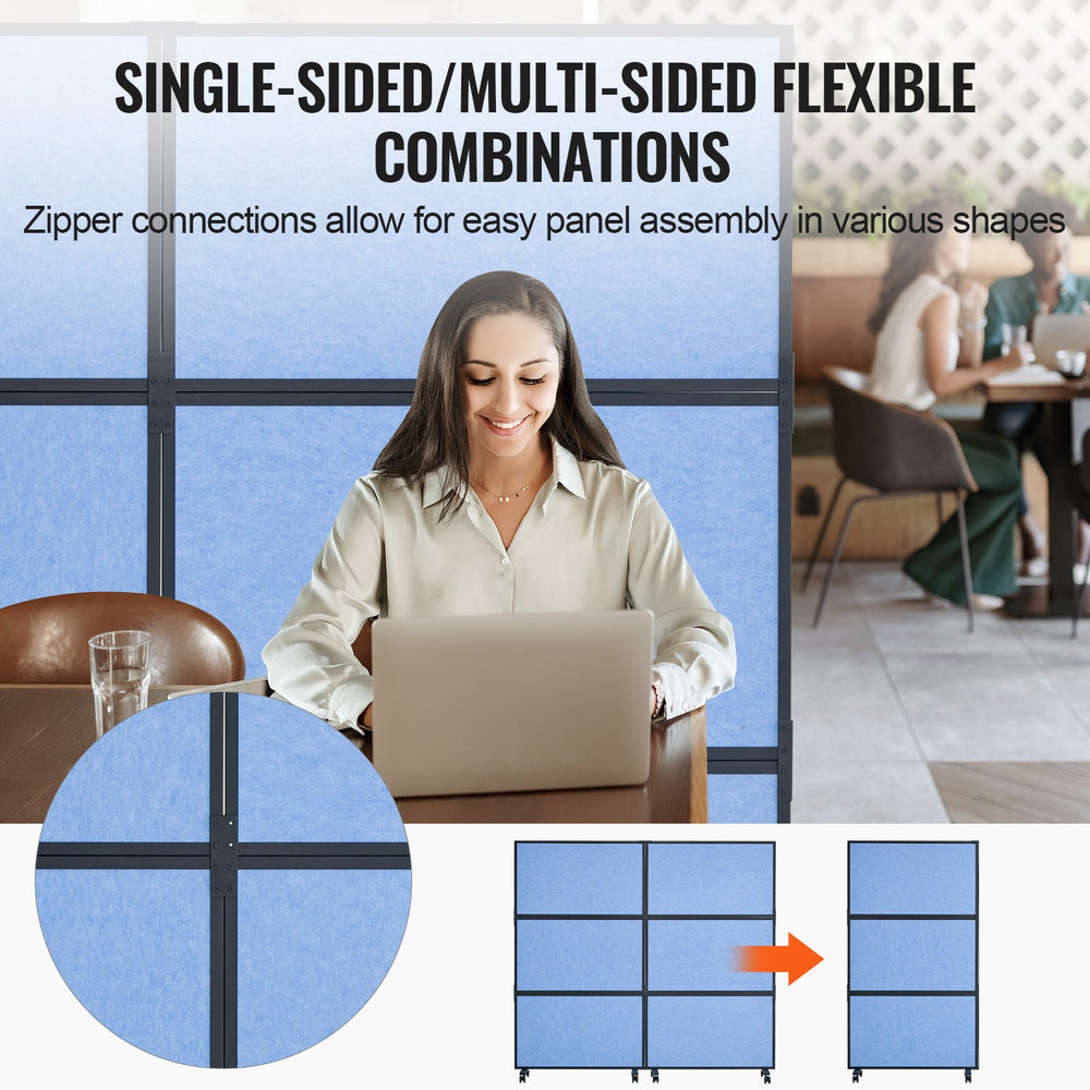 VEVOR Office Divider, 2 Panel Office Partition, Freestanding Office Divider Wall Partition & Privacy Divider Reduce Noise and Room Separation, Light Blue