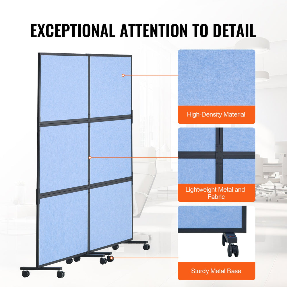 VEVOR Office Divider, 2 Panel Office Partition, Freestanding Office Divider Wall Partition & Privacy Divider Reduce Noise and Room Separation, Light Blue
