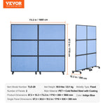 VEVOR Office Divider, 2 Panel Office Partition, Freestanding Office Divider Wall Partition & Privacy Divider Reduce Noise and Room Separation, Light Blue