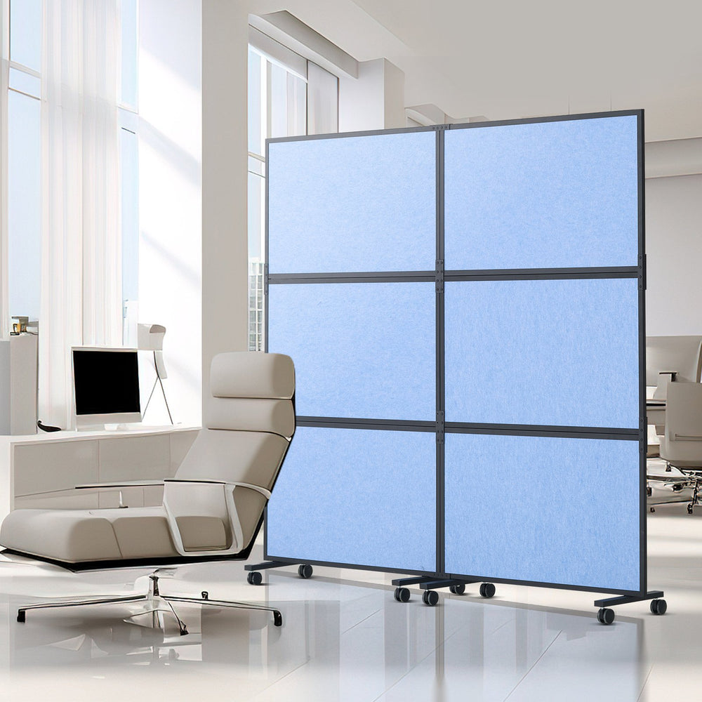 VEVOR Office Divider, 2 Panel Office Partition, Freestanding Office Divider Wall Partition & Privacy Divider Reduce Noise and Room Separation, Light Blue