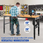 VEVOR Adjustable Height Workbench 121.9 cm L x 50.8 cm W Work Bench Table with Power Outlet
