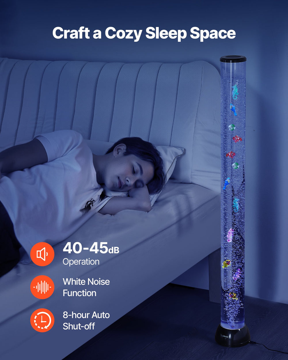 VEVOR Bubble Tube Lamp 16 Color 120 cm Sensory Aquarium Lamp for Relief Calming