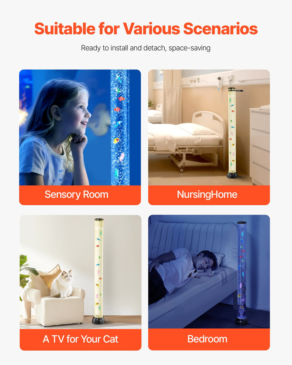 VEVOR Bubble Tube Lamp 16 Color 120 cm Sensory Aquarium Lamp for Relief Calming