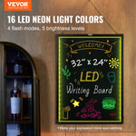 VEVOR LED Message Writing Board 81.3x61 cm Illuminated Erasable Lighted Chalkboard