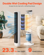 VEVOR Tower Fan, 23.3ft/s Velocity Quiet Floor Fan, 70° Oscillating Fans for Indoors with 9 Speeds, 4 Modes, 24H Timer, Portable Standing Bladeless Fan with Remote Control for Bedroom, Office, Home