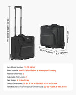 VEVOR Rolling Laptop Bag 15.6 Inch(39.6cm) Wheeled Computer Bag for Women & Men Black