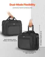 VEVOR Rolling Laptop Bag 17.3 Inch / 43,9 cm Wheeled Computer Bag for Women & Men Black