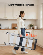 VEVOR 4 Step Ladder, Folding Step Stool with Wide Anti-Slip Pedal and Comfort Handgrip, 150 kg Capacity Portable Aluminum Stepladder, Multi-Use for Kitchen, Home, Warehouse and Office, Silver