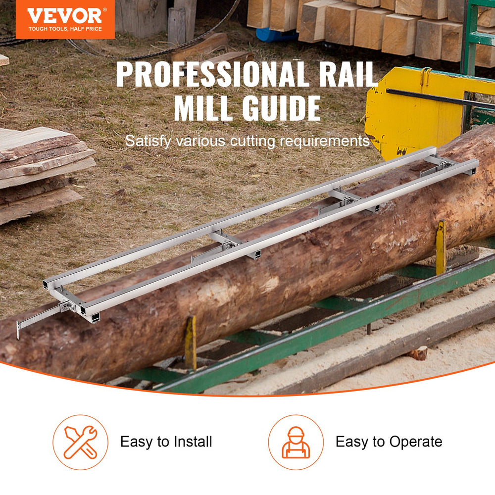 VEVOR Rail Mill Guide System 2.74 m Chainsaw Milling Rail Guide 4 Crossbar Kits