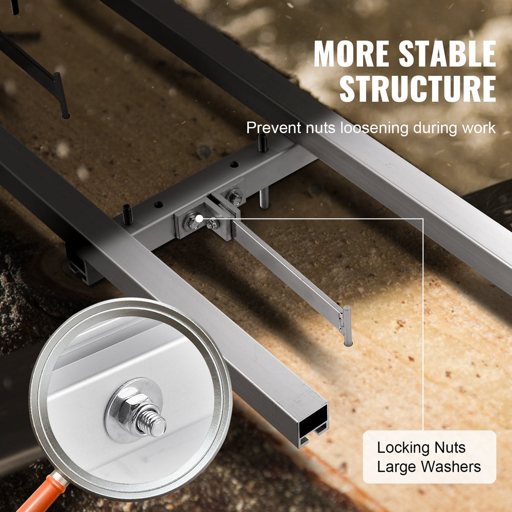 VEVOR Rail Mill Guide System 2.74 m Chainsaw Milling Rail Guide 4 Crossbar Kits