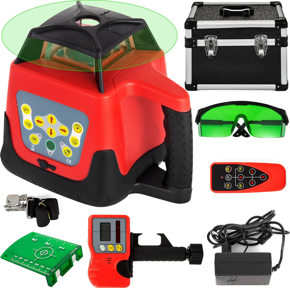 VEVOR Laser Level Green Beam Self Rotating Leveling Kit Automatic Professional  Heavy Laser Tool with Receiver Remote Control Carrying Case