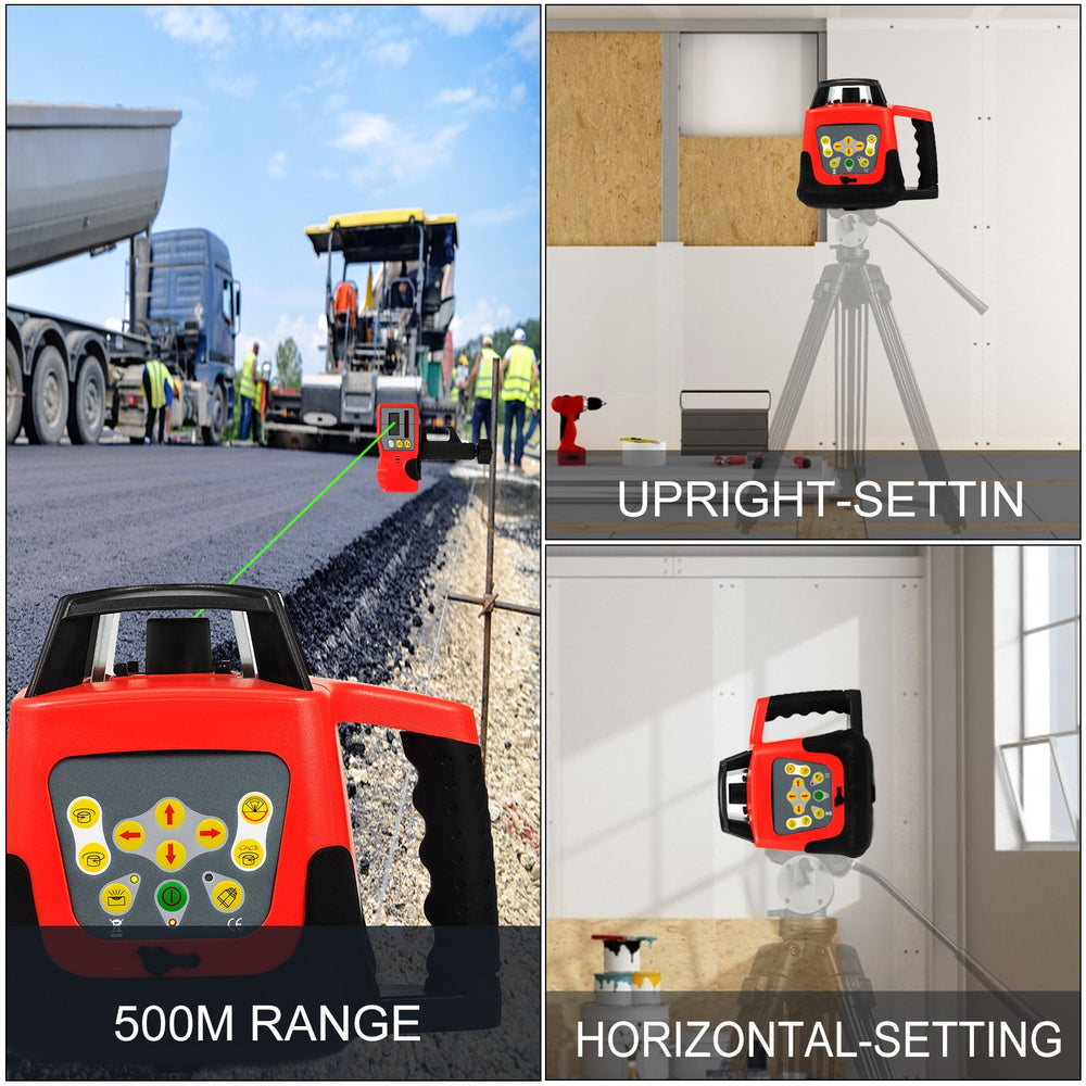 VEVOR Laser Level Green Beam Self Rotating Leveling Kit Automatic Professional  Heavy Laser Tool with Receiver Remote Control Carrying Case