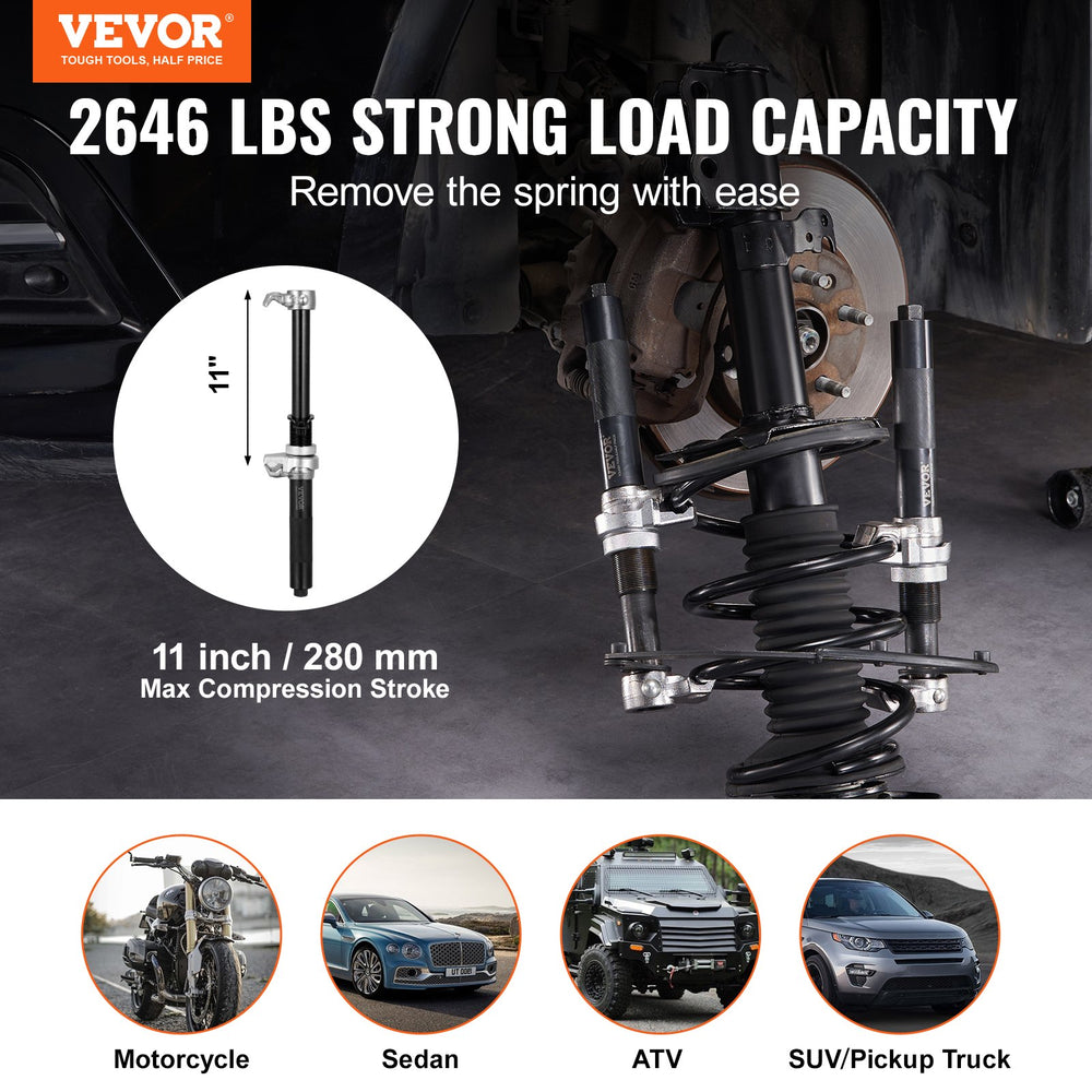 VEVOR Coil Spring Compressor Tool, 2 pcs Heavy Duty Macpherson Strut Spring Compressor Set, 1200.2 kg Strut Spring Compressor with Safety Bracket and Carrying Case, for Car Truck ATV UTV