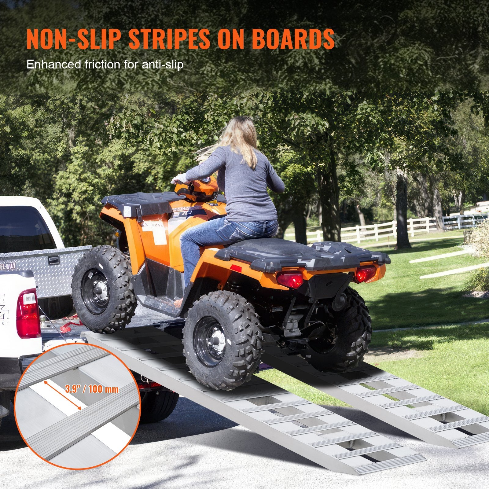 VEVOR 182.9x38.1 cm Aluminum Ramps 2721.6 kg Capacity Loading Ramps 2PCS