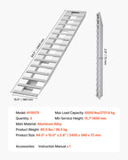 VEVOR Loading Ramps, 2 Pcs 2400 x 380 mm, Durable Aluminum and Heavy-Duty Trailer Ramp Set with Anti-Slip Plates, 2721.6 kg Combined Capacity, for Carts, Farm Tractors, ATVs, Lawn Mowers, Motorcycles