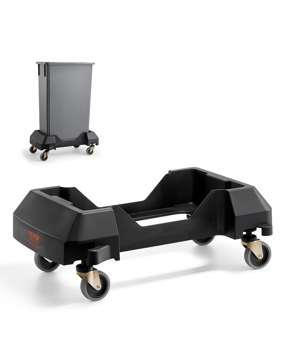 VEVOR Trash Can Dolly, Fit 16/23 Gallon Containers, Slim Trash Can Roller Base with 4 Lockable Wheels, 200lbs Weight Capacity, Heavy Duty Barrel Dolly, Smooth & Quiet Rolling Plastic Bin Dolly