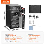 VEVOR Double Doors 5.5 cu.ft Safe Box with Key Lock & Password, Safe Lock Box with Fireproof Bag, Key Rack, LED Light, 2 Height Adjustable and Removable Divider and 1 Cabinet for Money, Documents, Jewelry and Valuables, Black