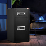 VEVOR Double Doors 5.5 cu.ft Safe Box with Key Lock & Password, Safe Lock Box with Fireproof Bag, Key Rack, LED Light, 2 Height Adjustable and Removable Divider and 1 Cabinet for Money, Documents, Jewelry and Valuables, Black