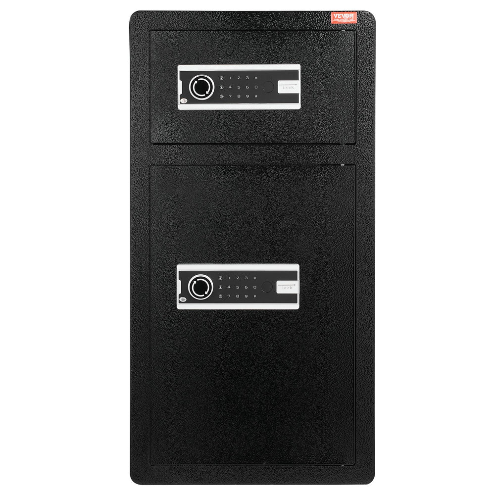 VEVOR Double Doors 5.5 cu.ft Safe Box with Key Lock & Password, Safe Lock Box with Fireproof Bag, Key Rack, LED Light, 2 Height Adjustable and Removable Divider and 1 Cabinet for Money, Documents, Jewelry and Valuables, Black