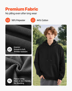 VEVOR Men Pullover Hoodie, Medium Size, Fleece Long Sleeve Comfy Casual Basic Pullover Hooded Sweatshirt, Warm & Skin-friendly, Practical & Trendy, Black Hoodie with Large Pocket for Fall & Winter