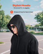 VEVOR Men Pullover Hoodie, Medium Size, Fleece Long Sleeve Comfy Casual Basic Pullover Hooded Sweatshirt, Warm & Skin-friendly, Practical & Trendy, Black Hoodie with Large Pocket for Fall & Winter