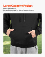 VEVOR Men Pullover Hoodie, Medium Size, Fleece Long Sleeve Comfy Casual Basic Pullover Hooded Sweatshirt, Warm & Skin-friendly, Practical & Trendy, Black Hoodie with Large Pocket for Fall & Winter