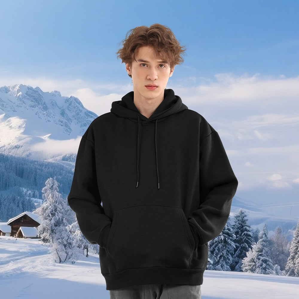 VEVOR Men Pullover Hoodie, Small Size, Fleece Long Sleeve Comfy Casual Basic Pullover Hooded Sweatshirt, Warm & Skin-friendly, Practical & Trendy, Black Hoodie with Large Pocket for Fall & Winter
