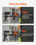 VEVOR Diamond Core Drilling Machine, 20-254 mm Drilling Diameter, Stand-Mount Dry and Wet Concrete Core Drill Rig with 10 Bits, 535/920 RPM 2-Speed, UNC1 1/4-7 Thread, for Concrete Brick Stone, 2500W